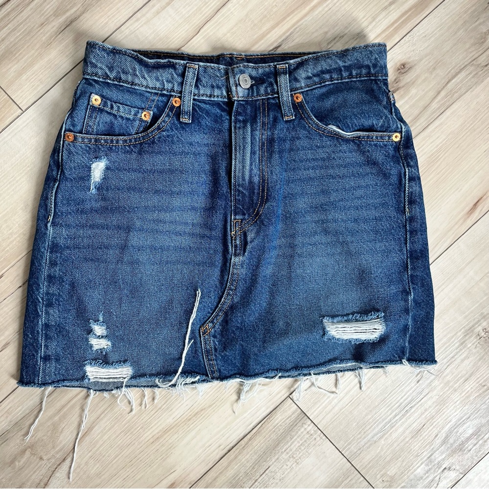 Levi's Blue Distressed Mini Skirt
